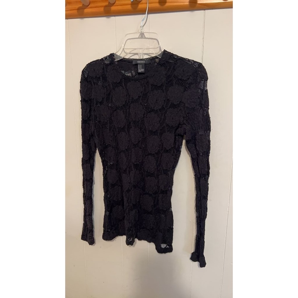 Forever 21 Black Lace Long Sleeve Top